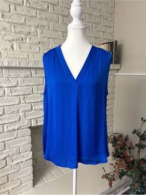 Vince Camuto Bold Cobalt Sleeveless V-Neck Blouse Size Large